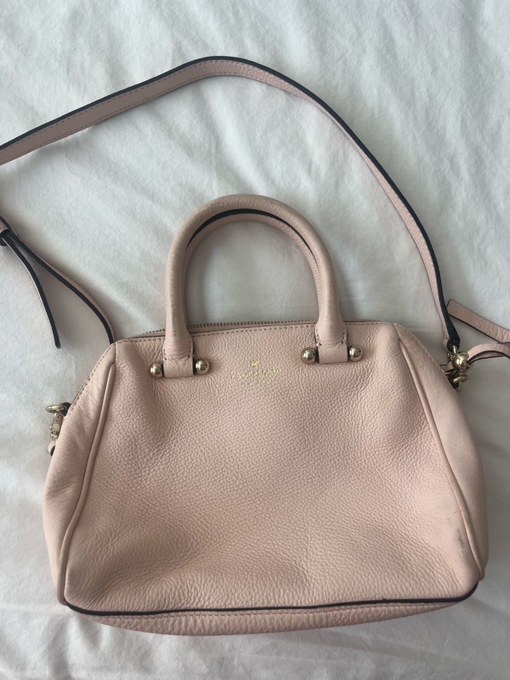 Kate Spade Pale Pink Pebbled Leather Satchel with Gold Hardware